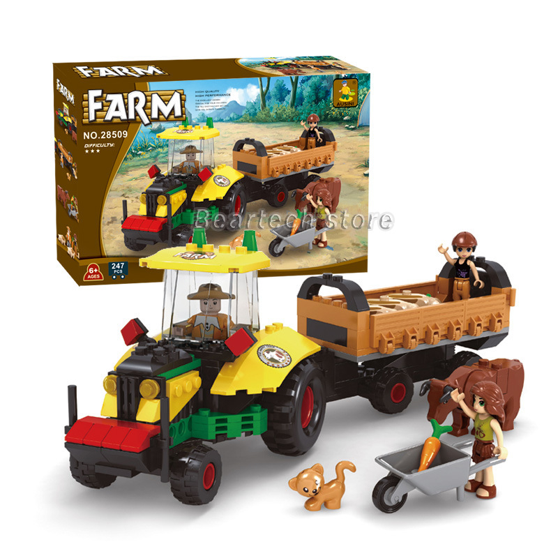 247pcs LEGO City Medieval Tractor Happy Farm Farmer Car Building Blocks