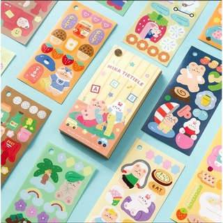 พร้อมส่ง สติกเกอร์เล่ม 30 แผ่น สติกเกอร์หมี ขนม คาเฟ่ น่ารัก
