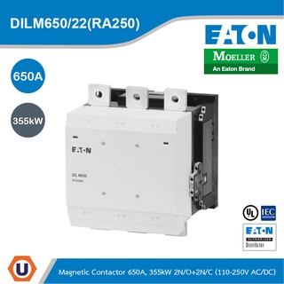 EATON DILM650/22(RA250)Contactor,380 V 400 V 355 kW,2 N/O, 2 N/C,RA 250:110 - 250 V 40- 60 Hz Operation,Screw Connection