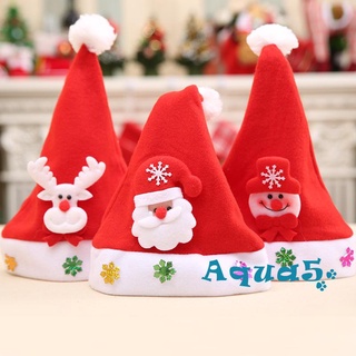 AQQ-Christmas Hat, Plush Ball Snowflakes Decor Santa / Elk / Snowman Pattern Funny Red Cap Costume Prop