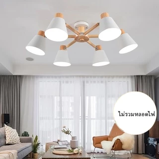 โมเดิร์น6โคมไฟ Led โคมไฟเพดานโลหะสีขาวโคมไฟสำหรับ Foyer ห้องนอนไม้ Luster สีเทาห้องครัวการรับประทานอาหาร