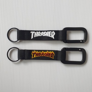 พวงกุญแจผ้าไนล่อน THRASHER พวงกุญแจผ้าเกี่ยวหูกางเกง