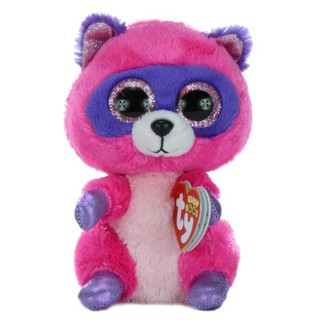 Ty Beanie boos, ตุ๊กตาแบรนด์ Ty ของแท้ ตุ๊กตาแรคคูน น่ารัก ตาโต สีชมพู Roxie (Raccoon)