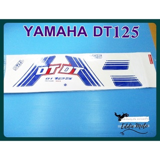 YAMAHA DT125 BODY STICKER "BLUE" &amp; "WHITE" SET // สติ๊กเกอร์ตัวรถ ยามาฮ่าDT125 สีน้ำเงิน-ขาว เคลือบเงา ติดรถสีแดง