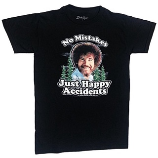 ขายดี เสื้อยืดลําลอง แขนสั้น พิมพ์ลาย Bob Ross Inc Happy Accidents สีดํา สําหรับผู้ชาย BBfgnn83OLhkgn95