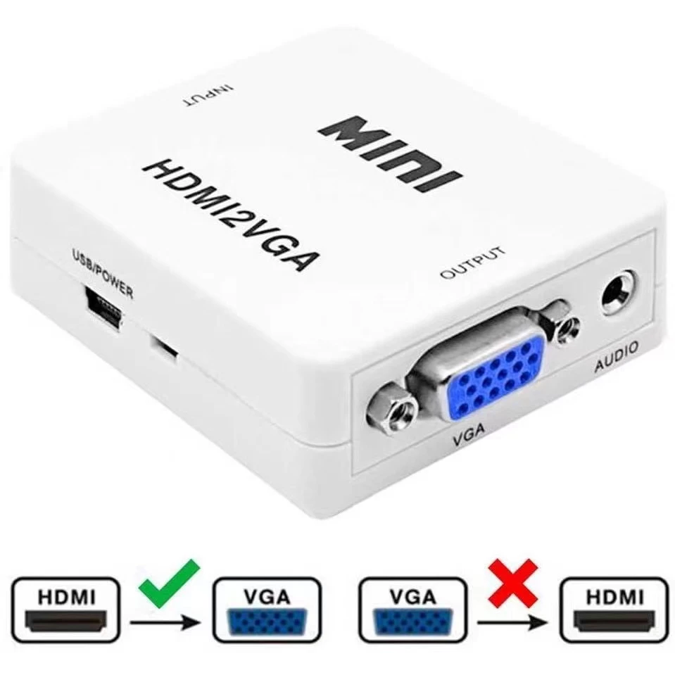 ตัวแปลง Mini เอชดีเอ็มไอ ตัวแปลง HD to VGA กับสายเคเบิ้ล USB 1080P