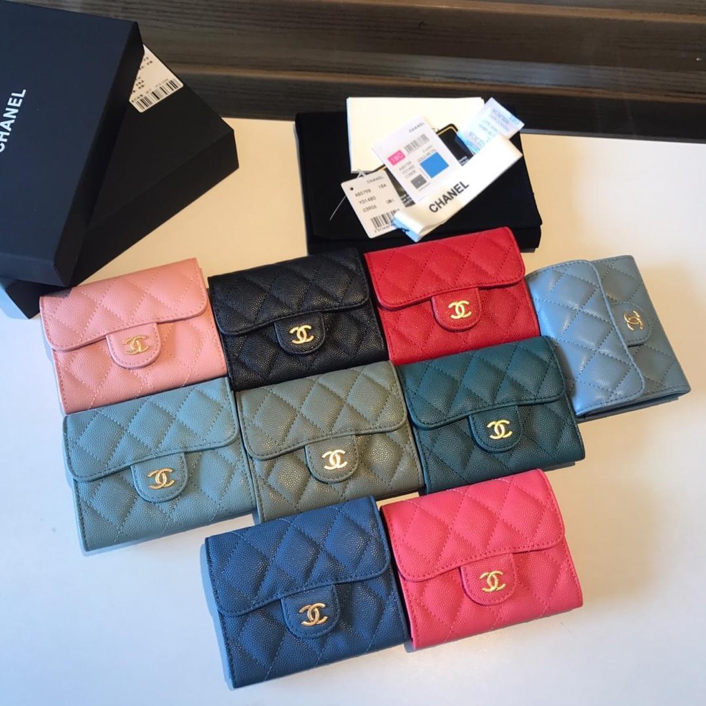 Ch  female CF caviar flip smallwallet small purse multislots coin pouch card holder transcend 1：1