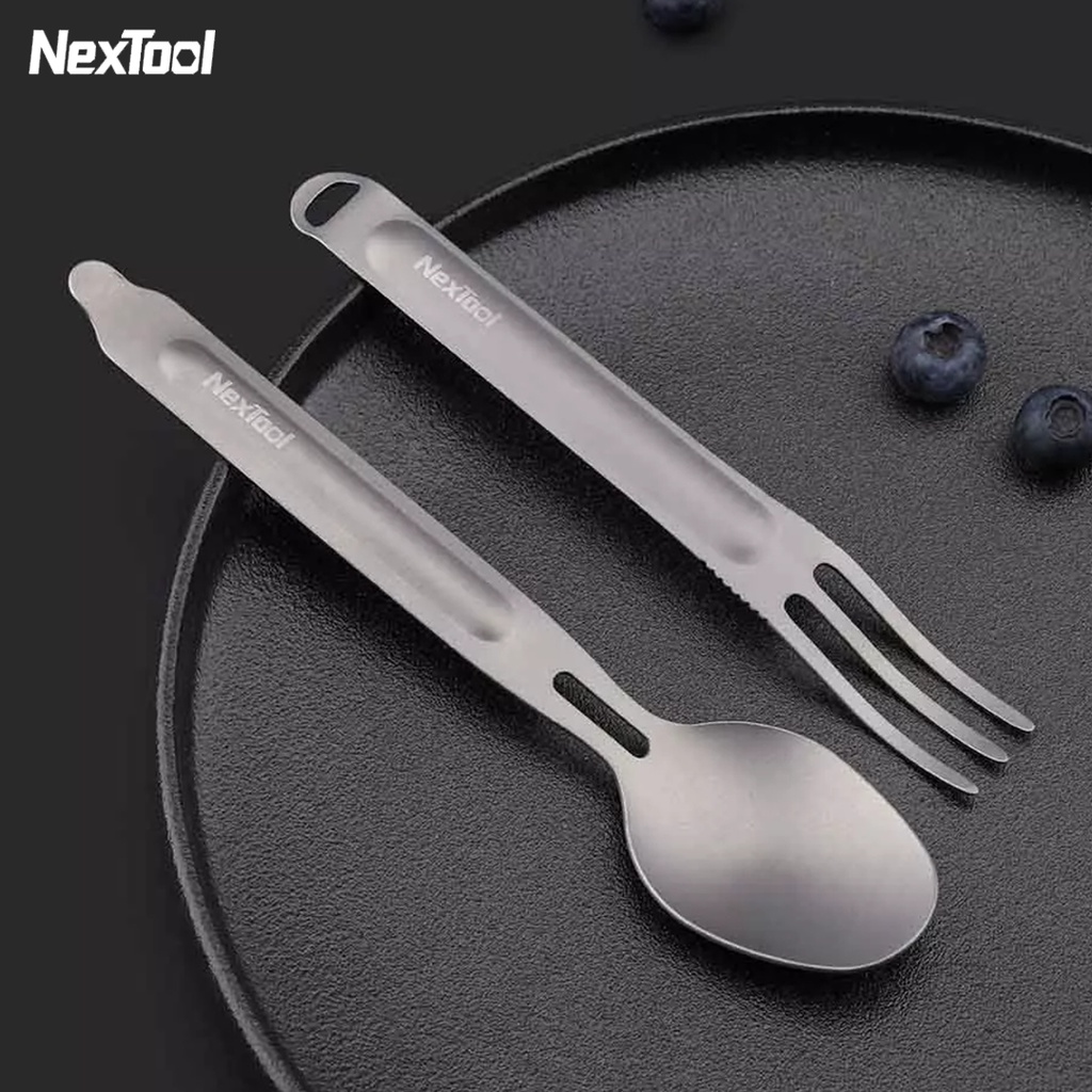 Nextool ช้อนส้อม ไทเทเนียม สเตนเลส แบบพกพา ทนทาน เพื่อสุขภาพ