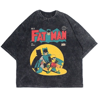 เสื้อยืดผ้าฝ้ายพิมพ์ลายเสื้อยืด แขนสั้น พิมพ์ลาย FATMAN ขนาดใหญ่ ล้างทําความสะอาดได้