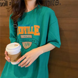 N88 SHOP เสื้อผ้าแฟชั่นผู้หญิงวัยรุ่นเสื้อยืดแขนสั้นสไตล์เกาหลี พิมพ์ลาย โอเวอร์ไซส์ สื้อยืดเสื้อคู่รัก ทรงหลวม4017#