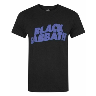 คอลูกเรือเสื้อยืดคอกลมเสื้อยืดลําลอง ผ้าฝ้ายแท้ แขนสั้น พิมพ์ลายโลโก้ Sabbath Wavy แฟชั่นฤดูร้อน สําหรับผู้ชายผ้าฝ้ายแท้