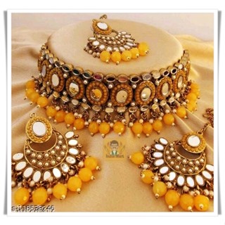 เซ็ทเครื่องประดับ จากประเทศอินเดีย (สร้อยคอ, ต่างหู และ หน้าผาก) -- India Decoration Set (necklace, earring, forehead