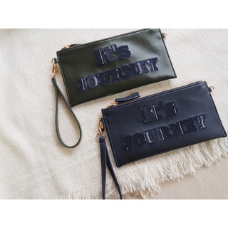 กระเป๋าหนังใส่ธนบัตร สตางค์ เหรียญ มือถือ เหมาะสำหรับเป็นของขวัญJourney long wallet-Green/Navy EMBROIDERER