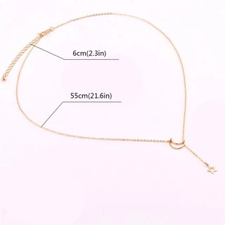 สร้อยคอโซ่สีเงินทองจี้ดวงจันทร์