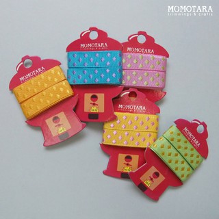 MOMOTARA ริบบิ้นลายจุด Dot Ribbon 12 MM 1 การ์ด มี 2 หลา ชุดที่ 2