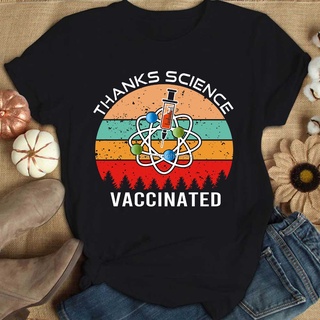 เสื้อยืด พิมพ์ลาย Thank Science Vaccinated Vaccines Save The World Get Vaccine Xmas Happy Party สําหรับผู้ชาย