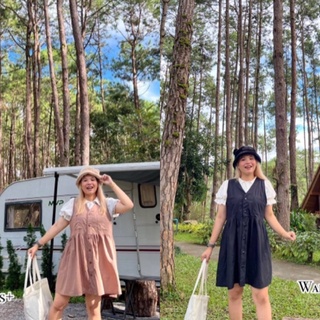 🏕ชุดเดรสเอี๊ยมสาวอวบ น่ารักสไตล์มินิมอลเกาหลี ไซส์ใหญ่ plussize