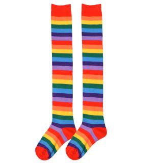 Long Socks Women Thigh Highs Socks Halloween Stockings Sexy Striped Knee High Socks Fashion Rainbow Socks Happy Funny Over Knee Socks