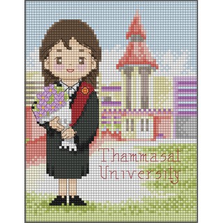 ชุดปักครอสติช หญิง ม.ธรรมศาสตร์ (CG-TU02) ชุดปักครอสติช ภิญญ์ ,Cross Stitch Kit Pinn (Pre Order)