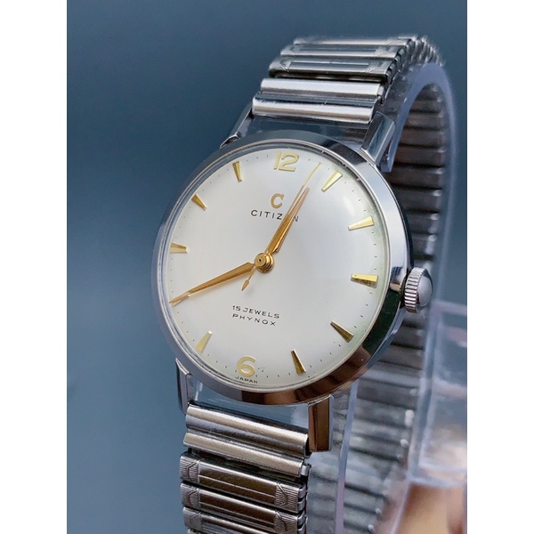 นาฬิกาข้อมือโบราณ นาฬิกาเก่าซิติเซน vintage citizen phynox "c mark" 15 jewels