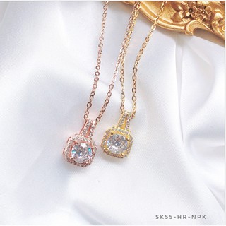 สร้อยคอสแตนเลสจี้เพชร CZ สีGold /Rosegold