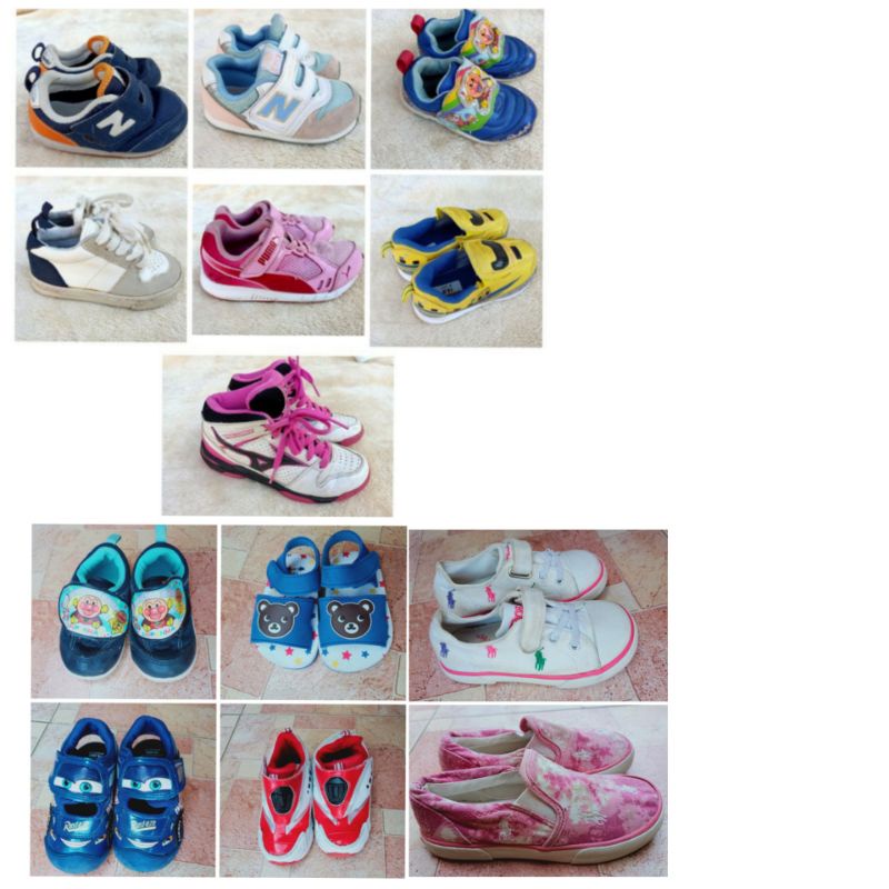 ลดราคาพิเศษ 🌈รองเท้าผ้าใบเด็กมือสอง POLO Ralph Lauren New balance Anpanman Nike Tomy Cars Mizuno