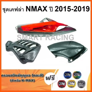 กันร้อน + ครอบหม้อน้ำ + ครอบกรอง NMAX ปี 2015-2019 เคฟล่า แถมฟรี ++ ครอบสวิทช์กุญแจ 1 ชิ้น