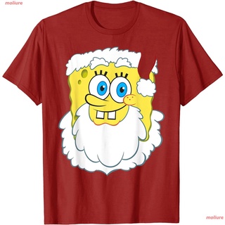 ลายน่ารัก moliure Christmas Spongebob SquarePants Large Santa Clause Christmas T-Shirt เสื้อยืดพิมพ์ลาย