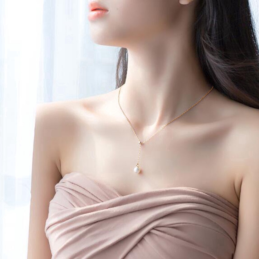 สร้อยคอไข่มุกแบบปรับได้สไตล์เกาหลี