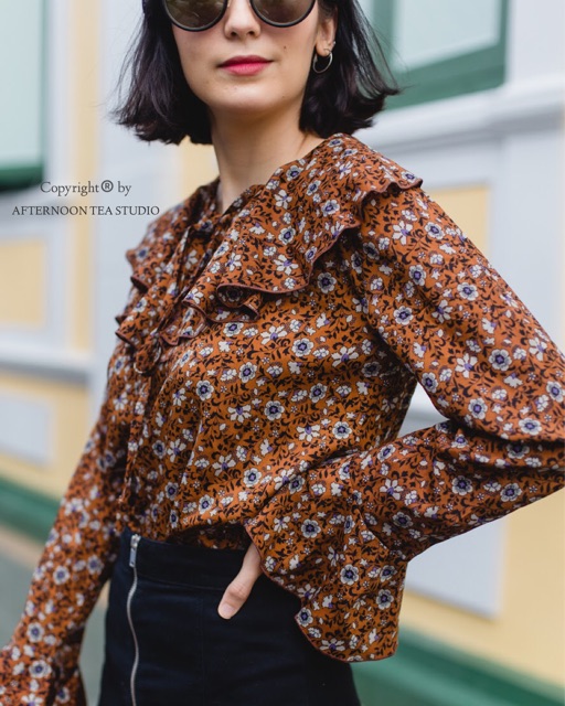 Rosy Brown Ruffle Top