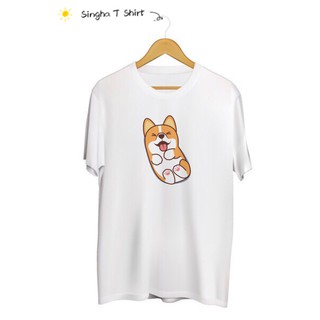 SINGHA T-Shirt เสื้อยืดกสรีนลาย คอกี้