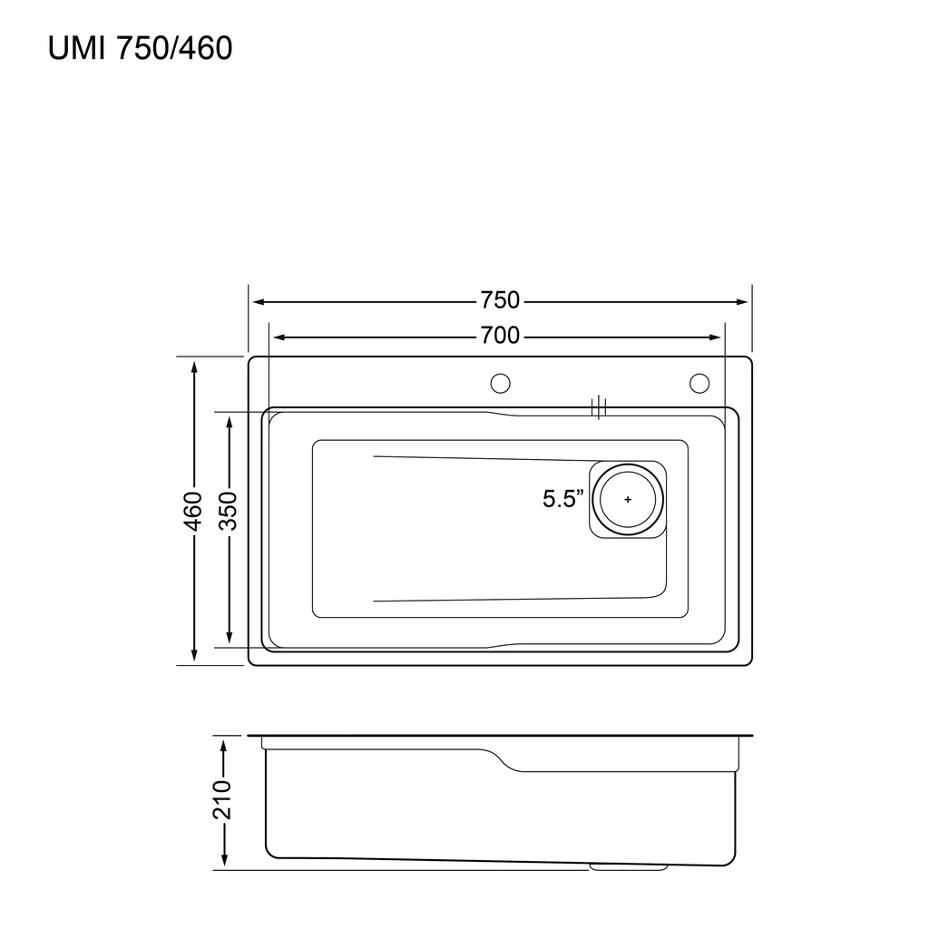 EVE ซิงค์ล้างจาน 1 หลุม สีเทาไทเทเนียม UMI 750/460 (NEW) - รูปที่ 5