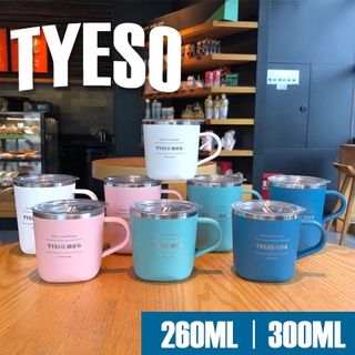 แก้ว Tyesomug ใส่กาแฟ เก็บความอุณหภูมิ มีหูจับ 260-300ML สแตนเลสแท้304 พร้อมส่ง