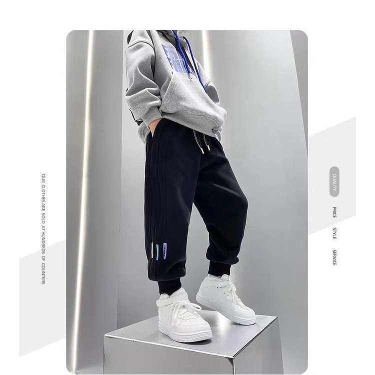 กางเกงกีฬาลําลอง ผ้าฝ้ายแท้ แฟชั่นฤดูใบไม้ผลิ และฤดูใบไม้ร่วง สําหรับเด็กผู้ชาย - รูปที่ 7