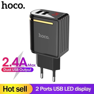 Hoco C39A อะแดปเตอร์ชาร์จ 5V2.4A 2 พอร์ต USB ปลั๊ก Eu Us จอแสดงผล Led สําหรับสมาร์ทโฟน