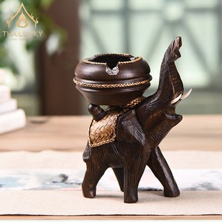ที่เขี่ยบุหรี  ช้างชูงวง ของใช้ในบ้าน ช้างชูงวงแกะสลัก น้ำหน…