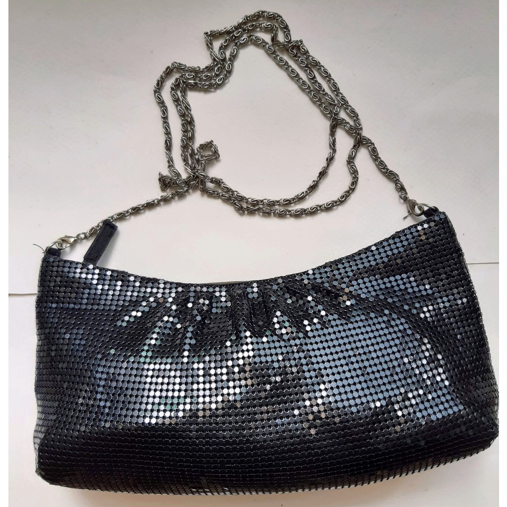 Coin Venezia Black metal mesh evening shoulder bag