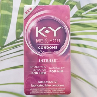 เค-วาย ถุงยางอนามัย ขนาด 56 mm Me &amp; You Condoms Intense For her, For him 2*12 : Total 24 Condoms (K-Y®) คอนดอม เควาย