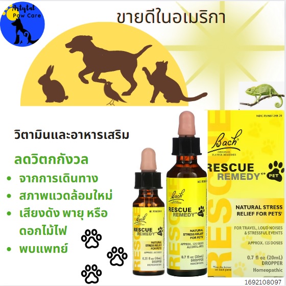 Bach Original Flower Remedies, Rescue Remedy Pet, Natural Stress Relief, 0.7 fl oz (20 ml)