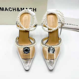 MACH &amp; MACH HEEL SS2022 รองเท้าส้นสูง 10 CM รองเท้าส้นเข็มมุก LADY ผู้หญิง