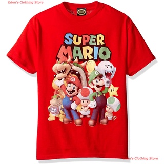 Edens Clothing Store New Nintendo Boys Super Mario Groupage Graphic T-shirt เสื้อยืดผ้าฝ้าย 100% เสื้อยืดผู้ชาย เสื้อย