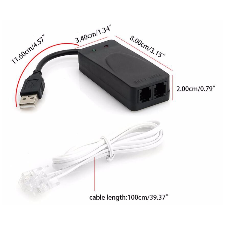 56Kbps V.92 USB เป็น Dual RJ11 Dial Up Voice Data ภายนอก USB2.0 Fax โมเด็ม