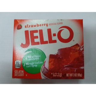 Jell-o Artificial Flavor Gelatin Desert วุ้นสำเร็จรูปเจลาติน ตราเจลโอ กลิ่นสตอเบอร์รี 85กรัม🍓🍓 20 กล่อง🍓🍓