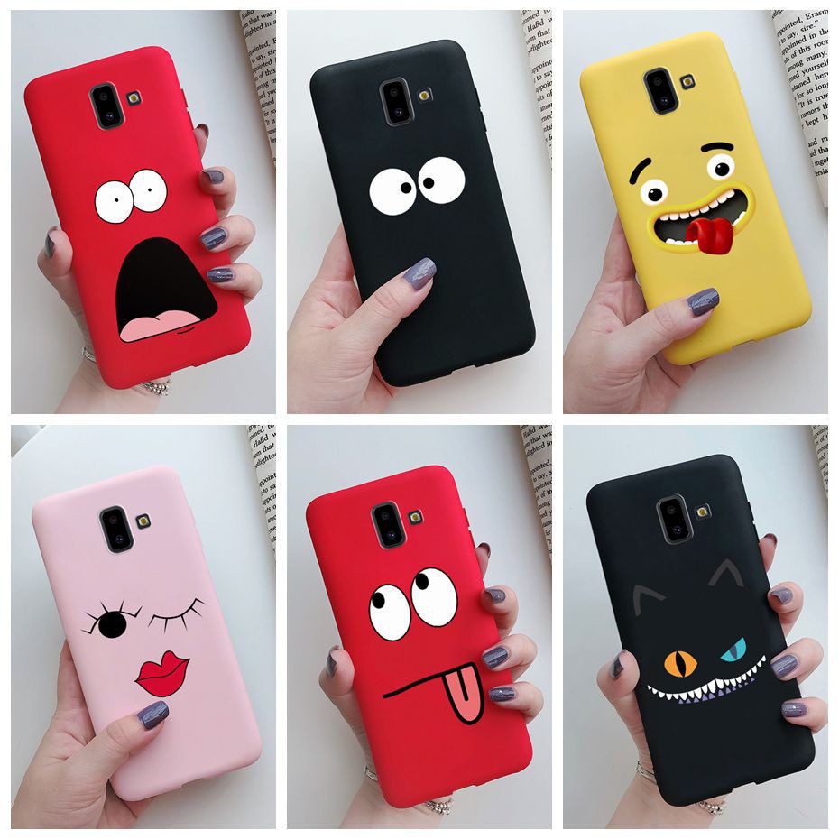 Samsung Galaxy J8 J6 J6+ J4 J4+ A6 A6+ Plus A7 A9 2018 Phone Case  Matte Cute Painted Soft Silicone TPU Case Cover
