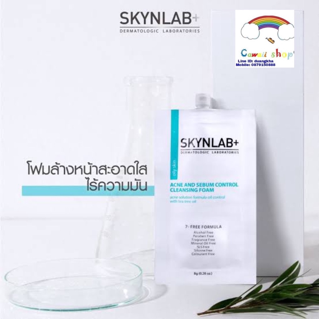 Skynlab Acne And Sebum Control Cleansing Foam 8g สกินแล็บ แอคเน่ ซีบั่ม คลีนซิ่ง โฟมล้างหน้าลดสิว