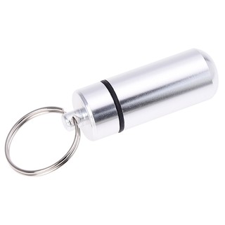 ╭◇╮Silver Pill Medicine Box Case Holder Container Capsule Bottle Keyring Keychain