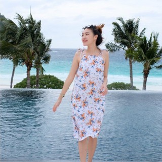 Beach cami dress madebycottongarden งานตัดร้านรุ่นสายเดี่ยวคอสูงผูกไหล่เอง Updateผ้าปัจจุบันเพิ่มเติมทางแชทได้เลยค่า