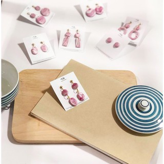 ต่างหูแฟชั่น ต่างหูวินเทจ Handmade Earring (สี Bubble Gum Pink)