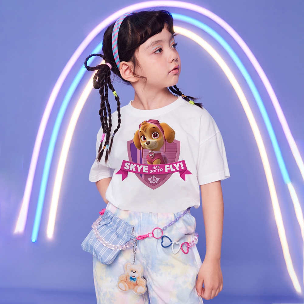 เสื้อยืดแขนสั้น พิมพ์ลายการ์ตูน Paw Patrol สําหรับเด็กผู้ชาย และเด็กผู้หญิง