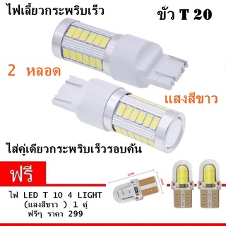 NEW 4 in 1 ไฟหรี่ ไฟเบรค ไฟถอยหลัง ขั้ว T20 Led 33 ชิพ สีขาว แบบขั่วเสียบ 2 หลอด ( แถมฟรี อีก 2 หลอด led T10 สีขาว )